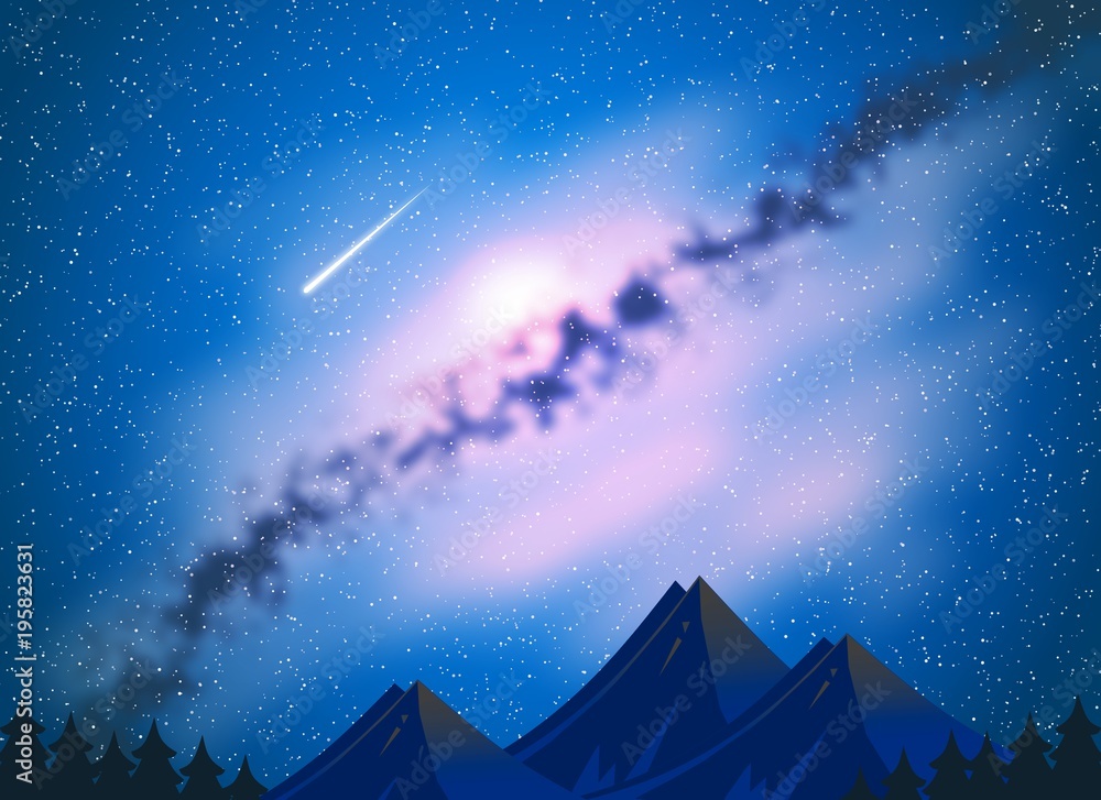 Fototapeta premium Beautiful illustration of the milky way graphic design background.