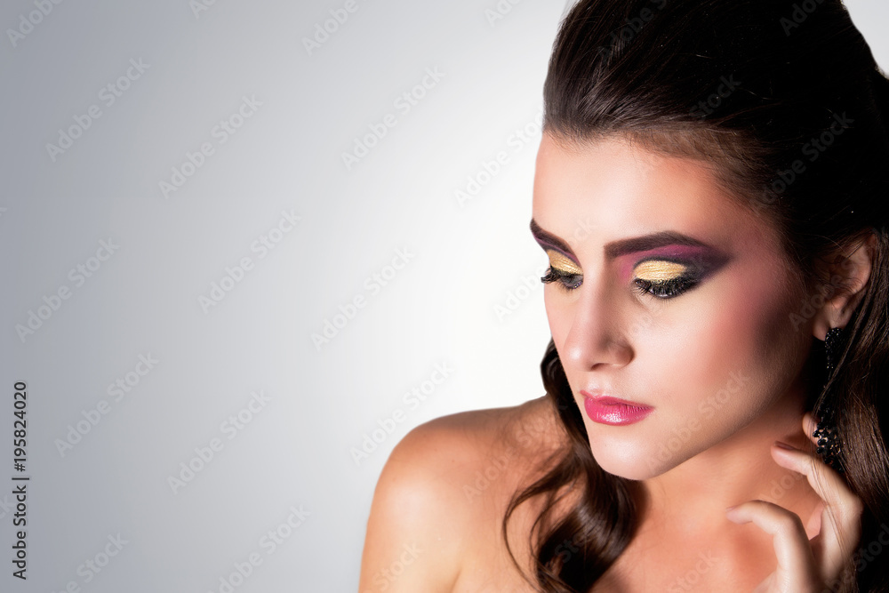 Obraz premium beautiful girl with fashion make-up and hairstyle