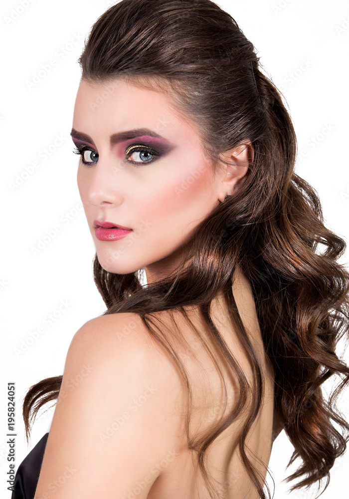 beautiful girl with fashion make-up and hairstyle beautiful girl with fashion make-up and hairstyle