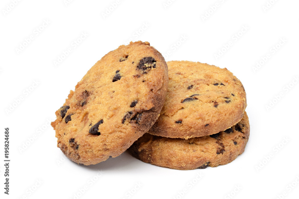 Chocolate chip cookies on white background Chocolate chip cookies on white background