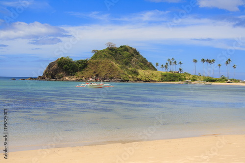 Landscape of the beach of Nacpan. The island of Palawan. Philippines.