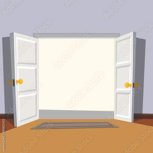 Wide open doorway from the room. Welcome to real world.