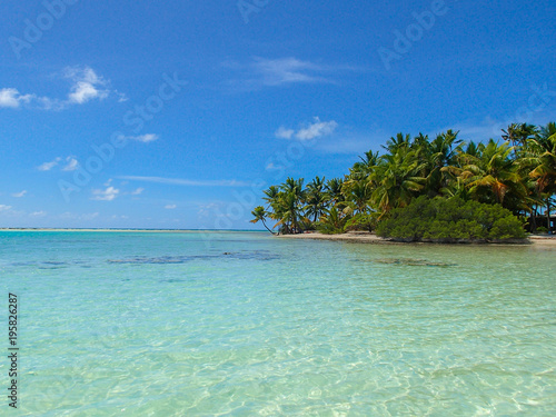 Tropical and isolated island with coconut tree view from the sea