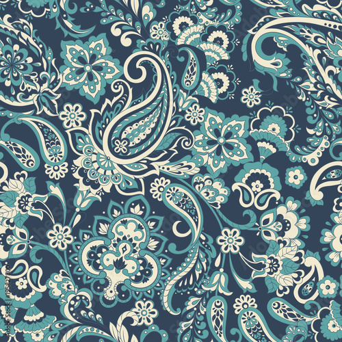 Foto Seamless Paisley pattern. Floral vector illustration