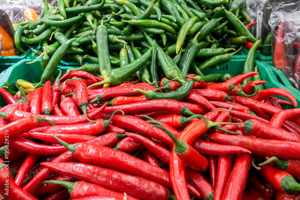 red and green pepper on the market red and green pepper on the market