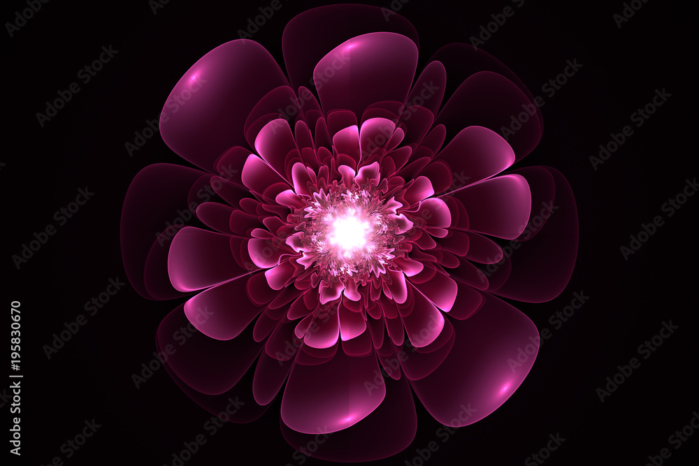 Fototapeta premium Bright abstract fractal violet flowers, Fractal Flowers Fantasy