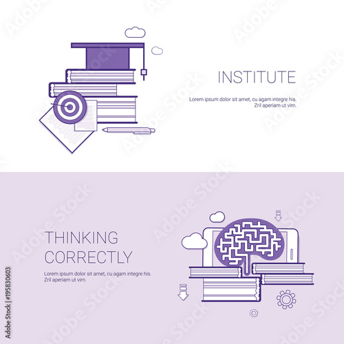 Institute And Thinking Correctly Template Web Banner With Copy Space Vector Illustration