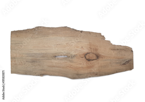 Old plank of wood isolated on white background