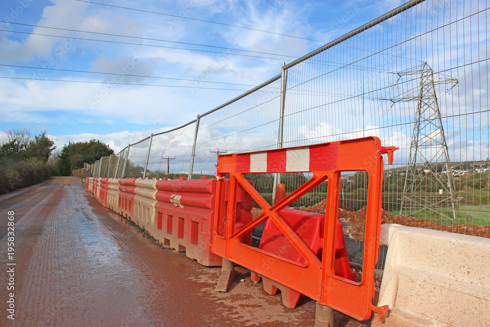 Barriers on a road construction site
