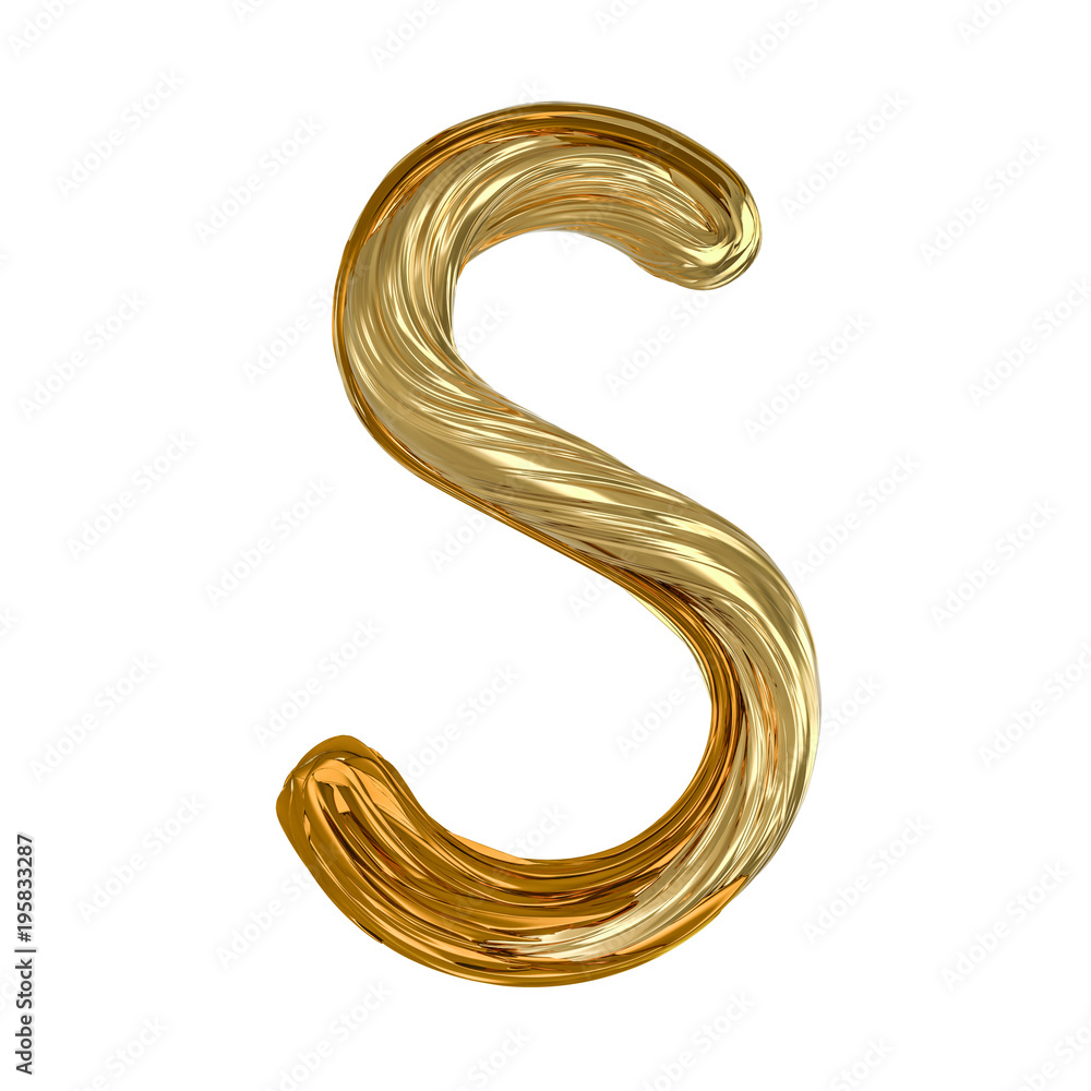 Image of gold color alphabet isolated on white. 3D Image of gold color alphabet isolated on white. 3D