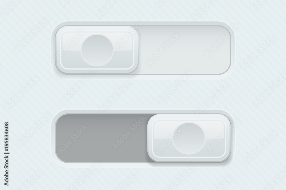 On and Off white plastic slider buttons On and Off white plastic slider buttons