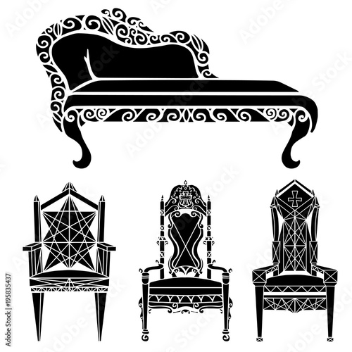 Furniture chair, armchair, throne, sofa, couch, divan, bed