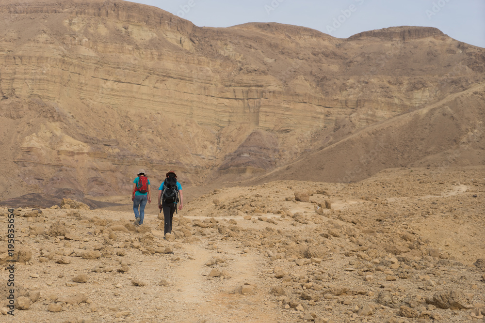 Hiking in israeli stone desert
