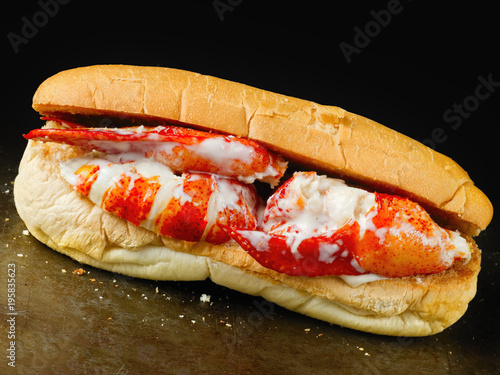 rustic american lobster roll sandwich photo