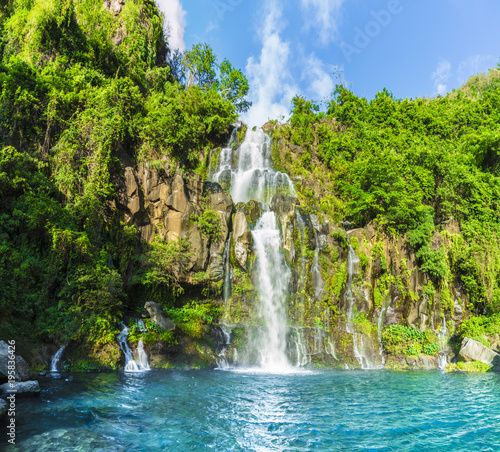 Fototapeta The basins of the Aigrettes and Cormoran waterfalls, La Reunion,