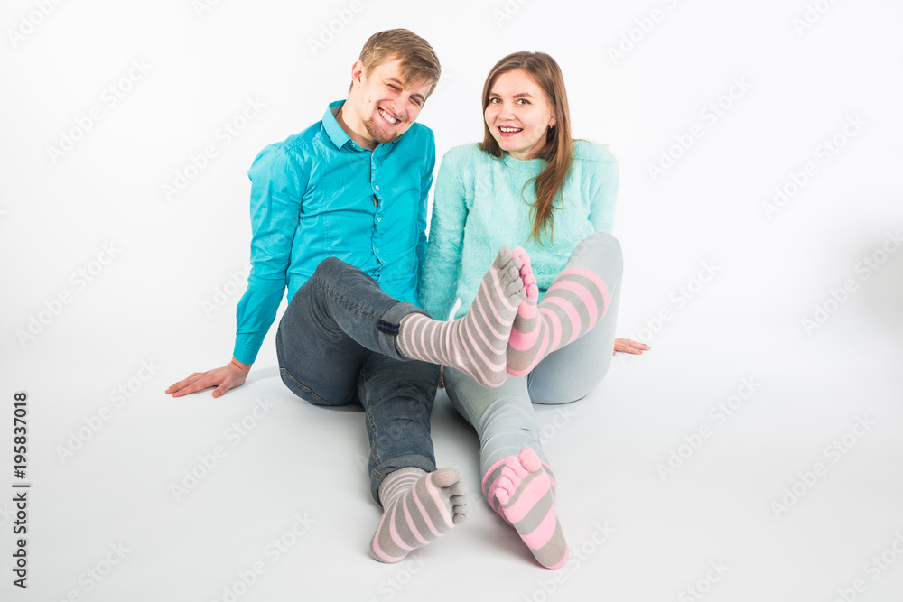 Happy couple having fun and fooling around. Joyful man and woman have nice time. Good relationship and valentines day concept Happy couple having fun and fooling around. Joyful man and woman have nice time. Good relationship and valentines day concept