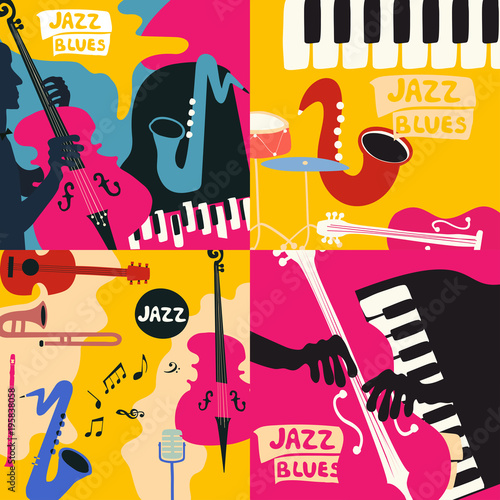 Photography Set of music cards and banners