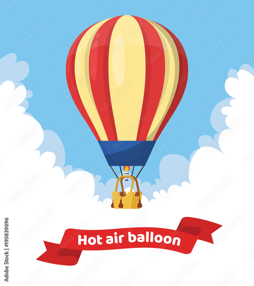 Fototapeta premium Flat hot air balloon