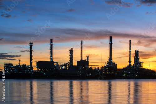 Oil and gas refinery at twilight - Petrochemical factory