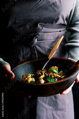 Roasted broccoli with tahini dressing