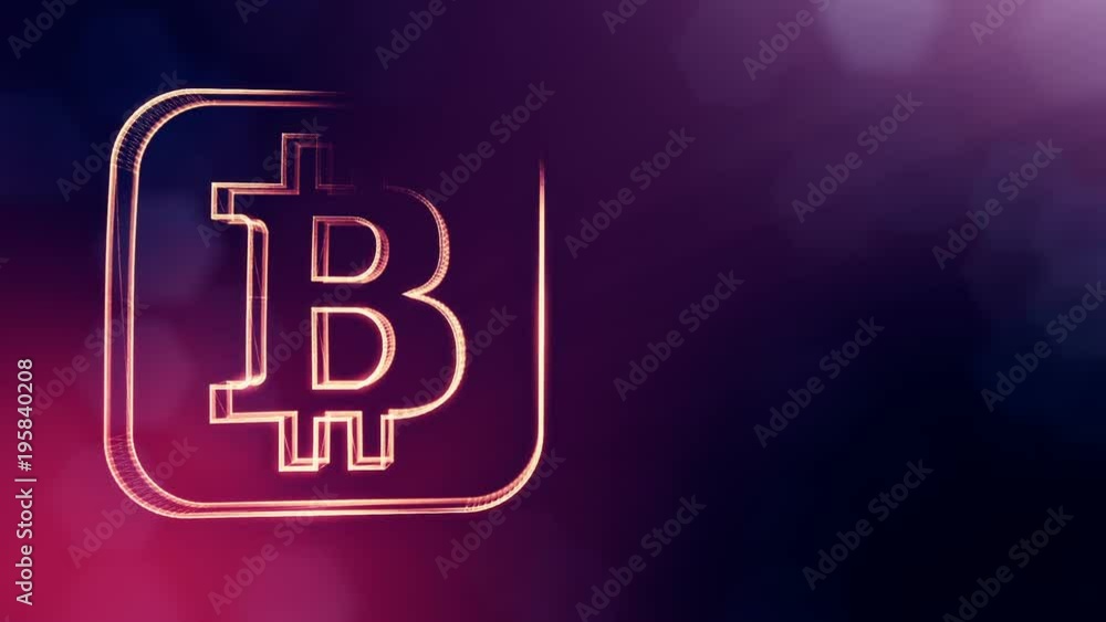 bitcoin digital icon. Financial background made of glow particles as vitrtual hologram. Shiny 3D loop animation with depth of field, bokeh and copy space. Violet color v2 bitcoin digital icon. Financial background made of glow particles as vitrtual hologram. Shiny 3D loop animation with depth of field, bokeh and copy space. Violet color v2