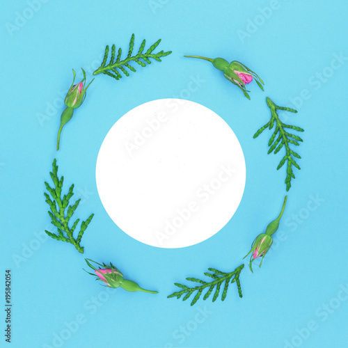 Round frame from a natural floral composition