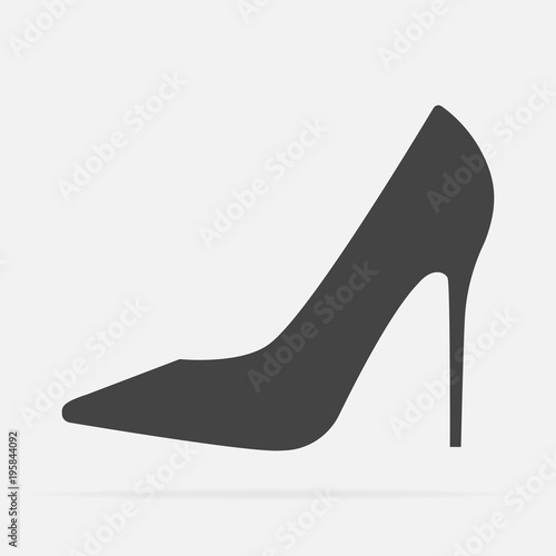 Vector icon of a shoe. Women's high-heeled shoes on grey background