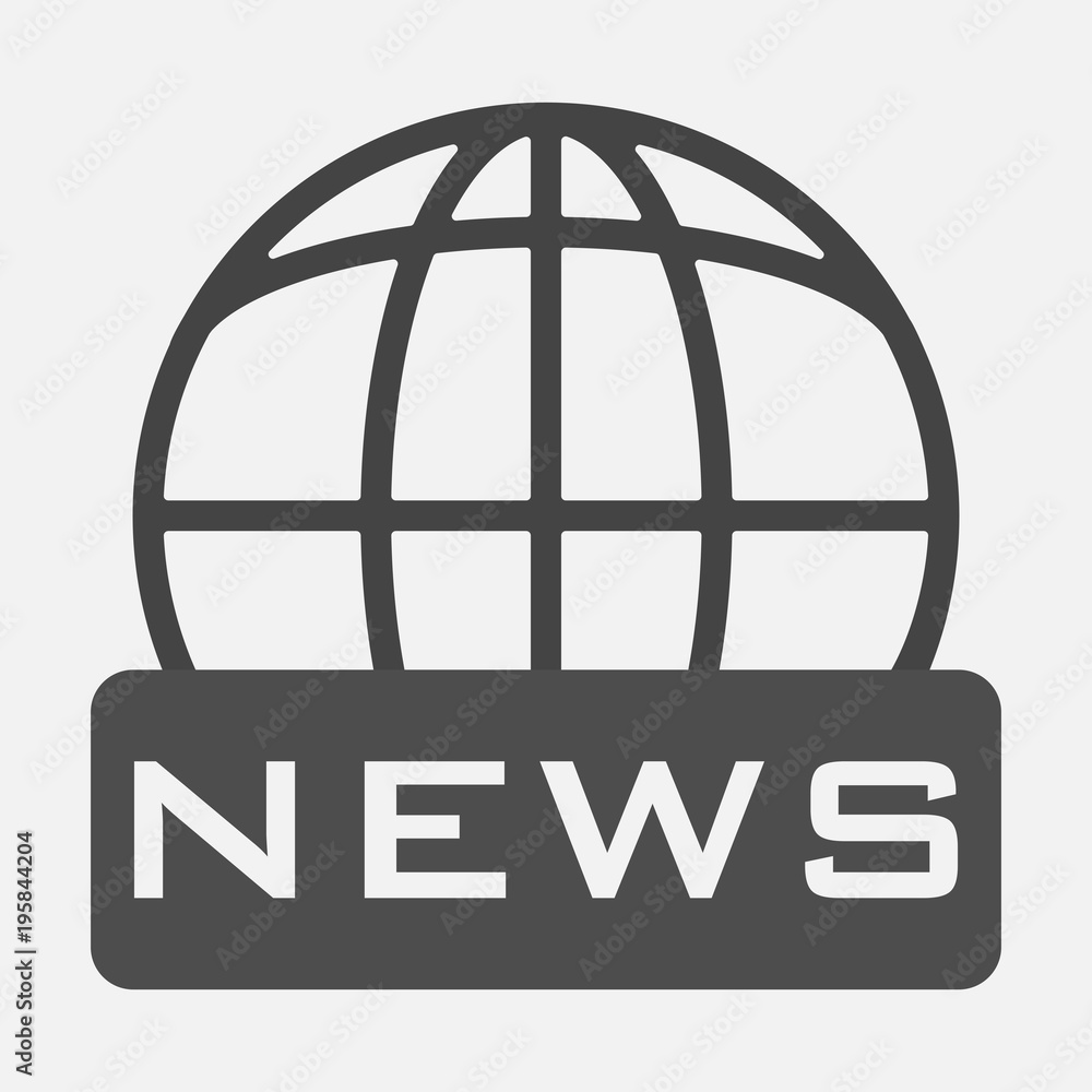 Vector icon set world news.Image inscription news on the globe Vector icon set world news.Image inscription news on the globe