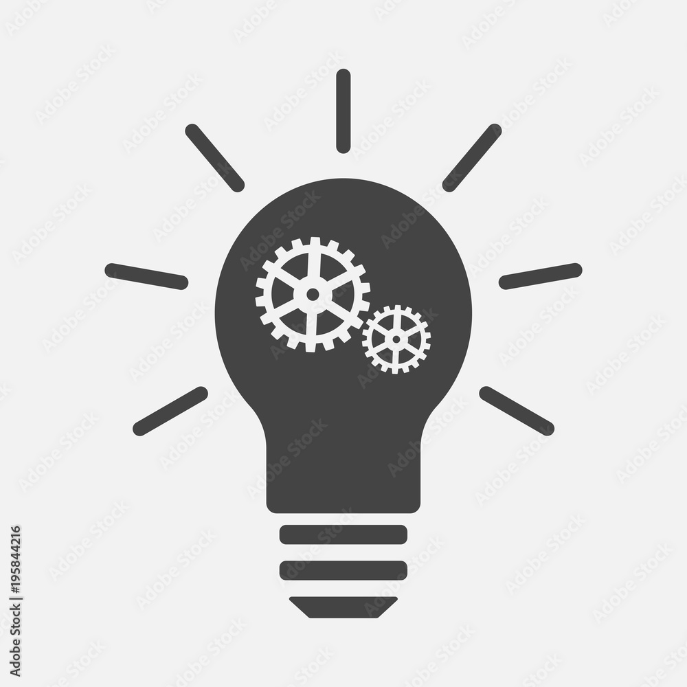 Vector icon idea arose. Icon of light bulb with a gear Vector icon idea arose. Icon of light bulb with a gear