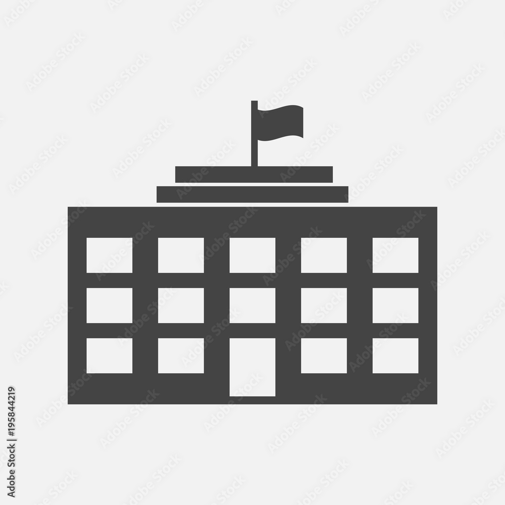 Vector icon of a business office building on a gray background Vector icon of a business office building on a gray background