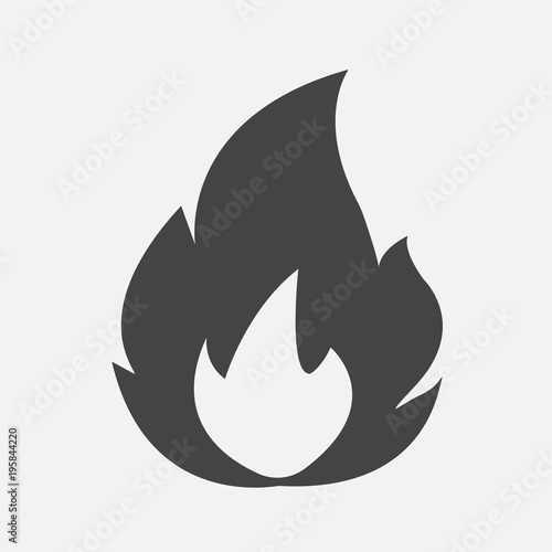 Vector fire icon on a gray background.