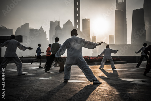 Fotografia Tai Chi am Morgen in Shanghai
