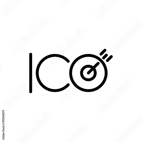 ICO initial coin offering icon line isolated on clean background. Blockchain concept drawing icon line in flat style. Cryptocurrency ico fast start illustration for your web site mobile logo app UI