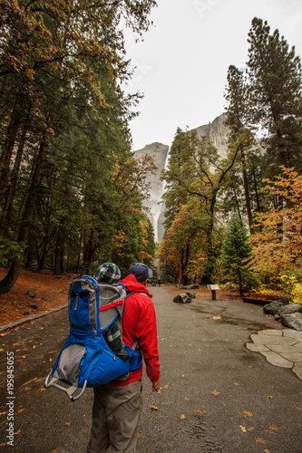 Wallpaper Mural A father with baby son visit Yosemite National Park in Californai, USA Torontodigital.ca