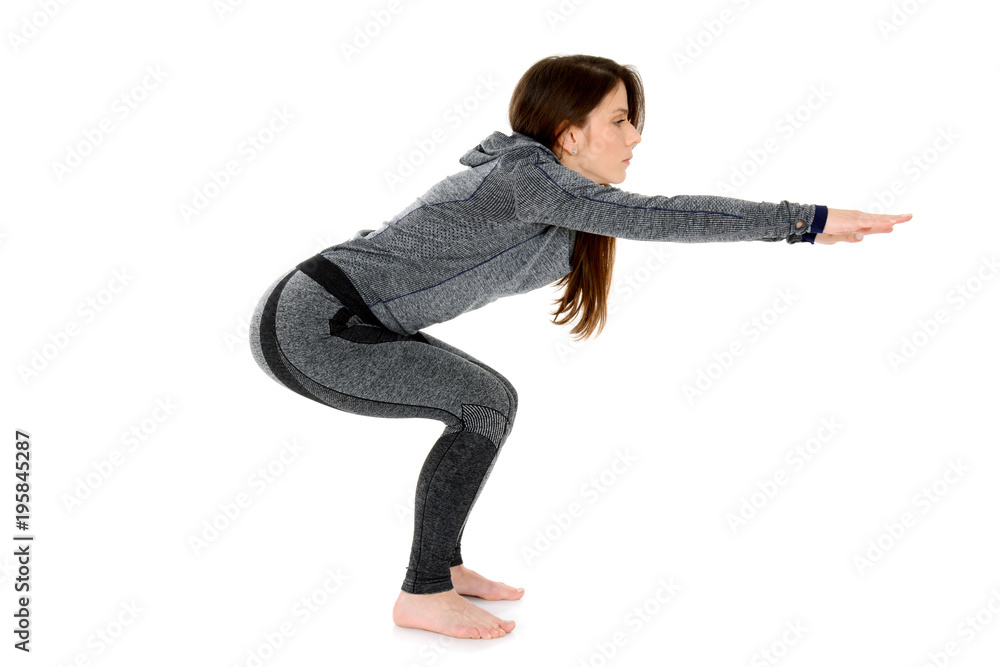 Naklejka premium Chair Pose or Standing Squat