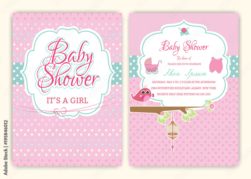 baby shower party invitation card template. vector illustrator.