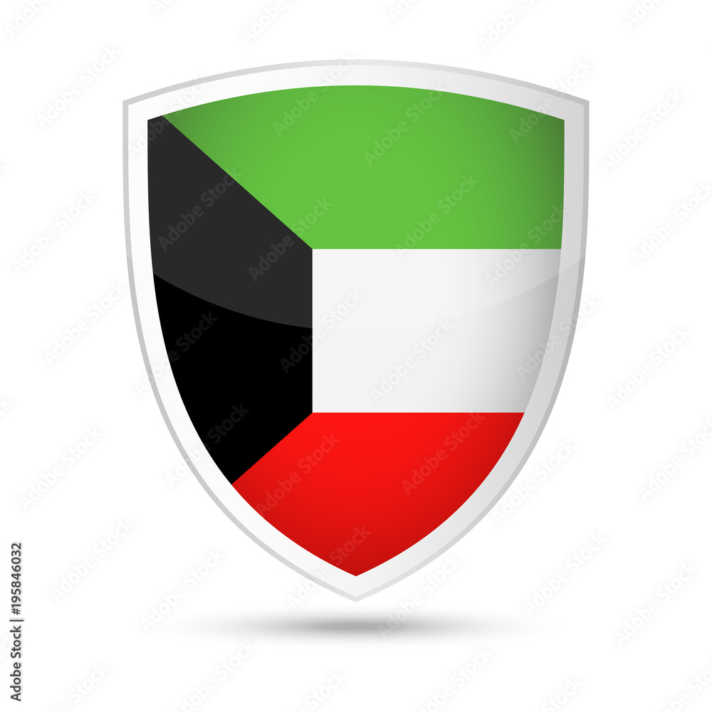 Kuwait Flag Vector Shield Icon Kuwait Flag Vector Shield Icon