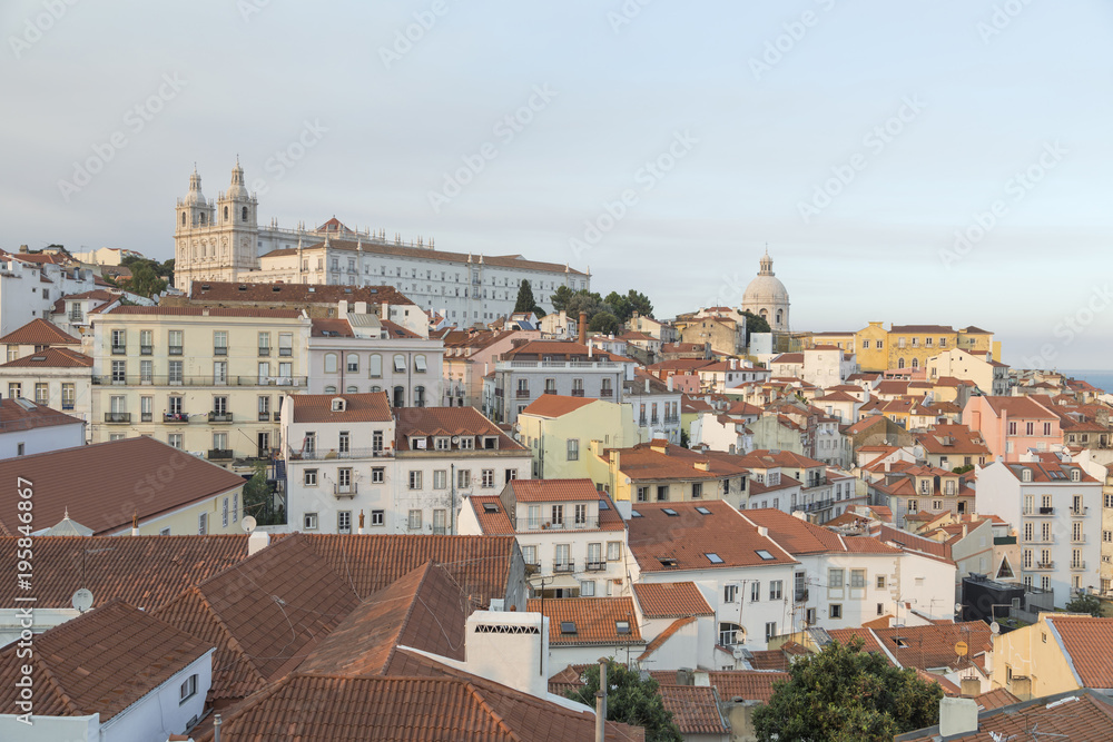 general view of the upper district of Lisbon, Portugal, Europe