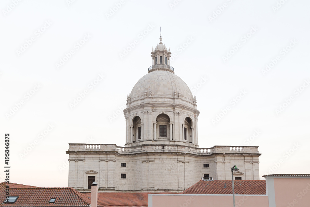 partial view of the dome of the national pantheon of Lisbon, Portugal, Europe