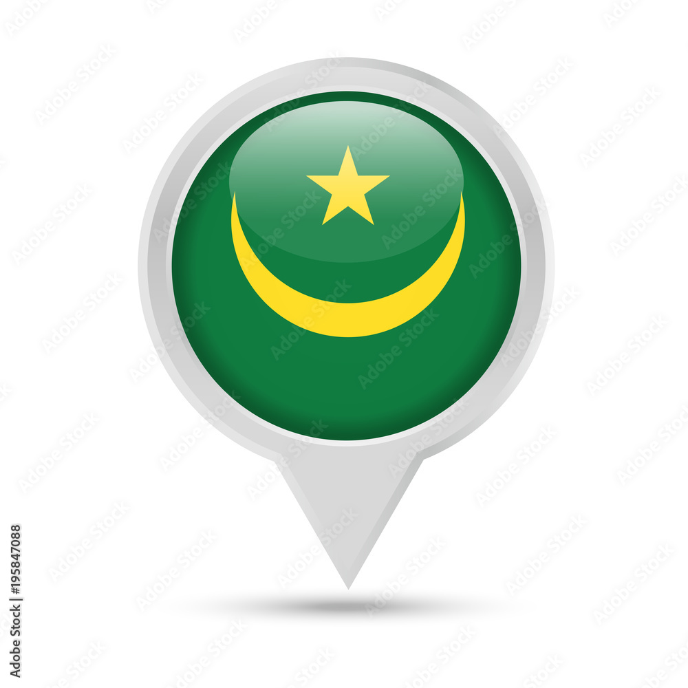 Mauritania Flag Round Pin Vector Icon Mauritania Flag Round Pin Vector Icon