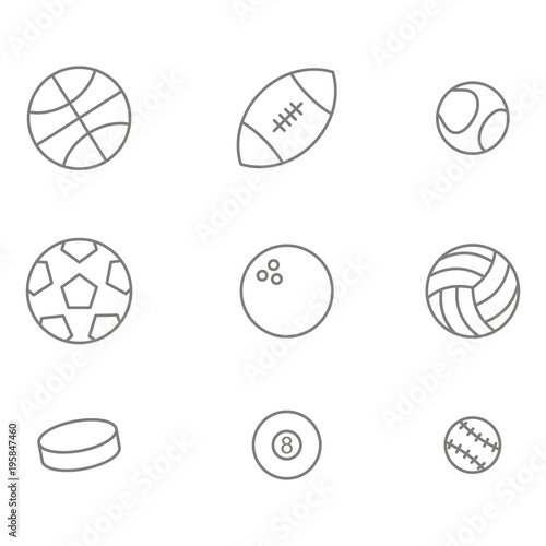 monochrome set with  balls line icons for your design