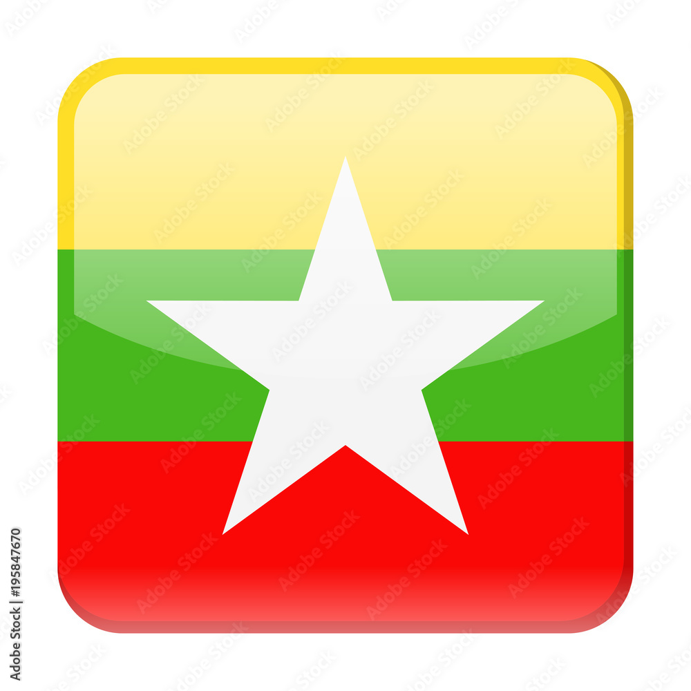 Myanmar Flag Vector Square Icon Myanmar Flag Vector Square Icon