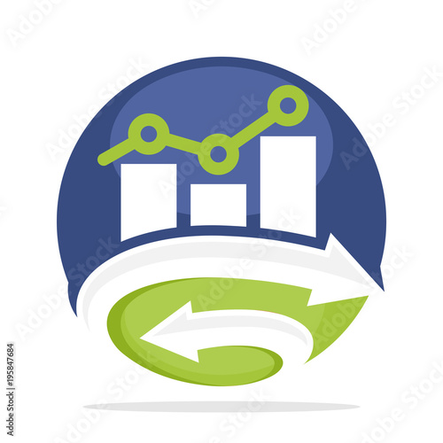 logo icon for business sales, economy, stocks, investment with the combination of initials G in connection arrow