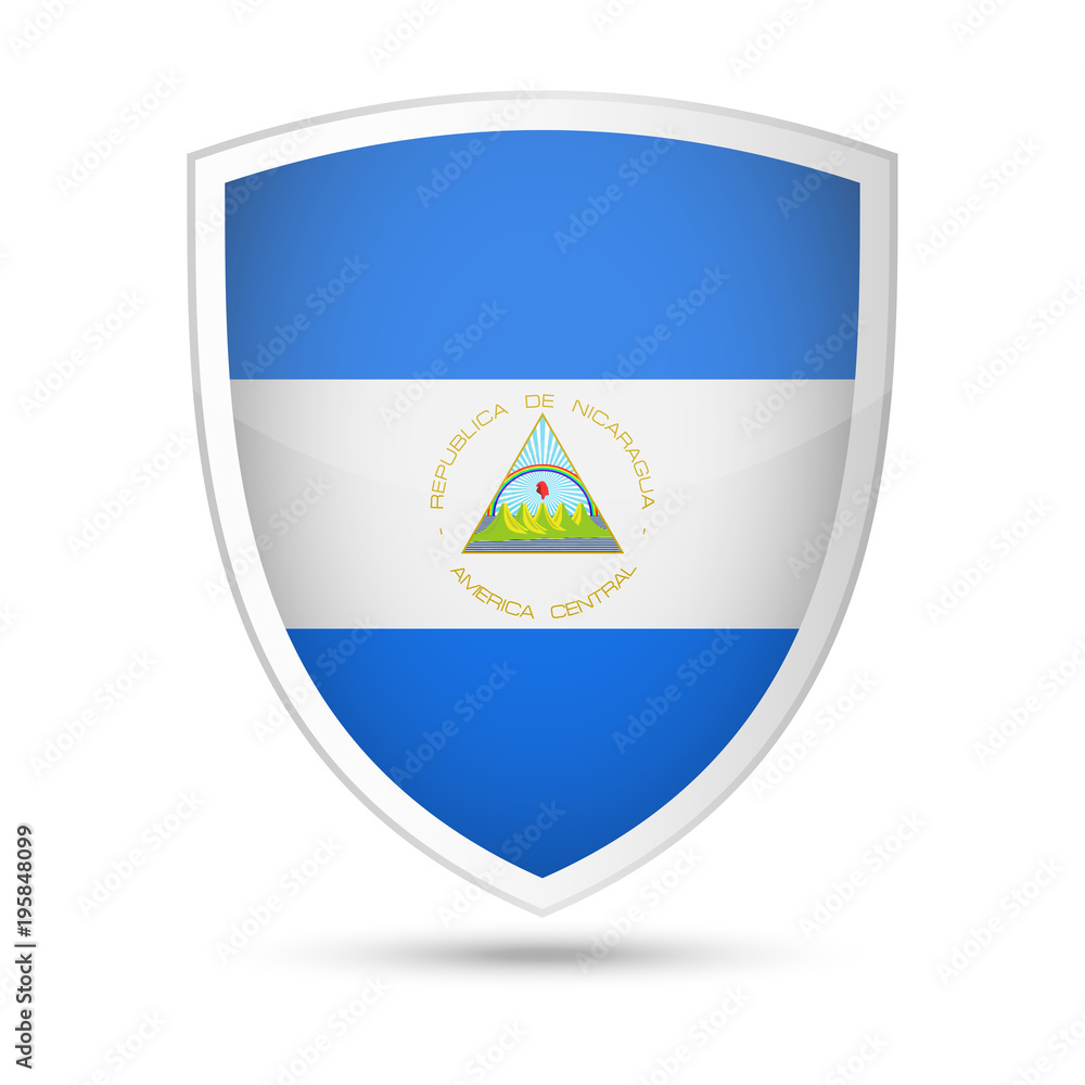 Fototapeta premium Nicaragua Flag Vector Shield Icon