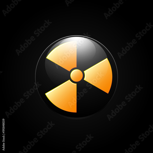 Nuclear radiation abstract symbol on a black background. Vector sign.