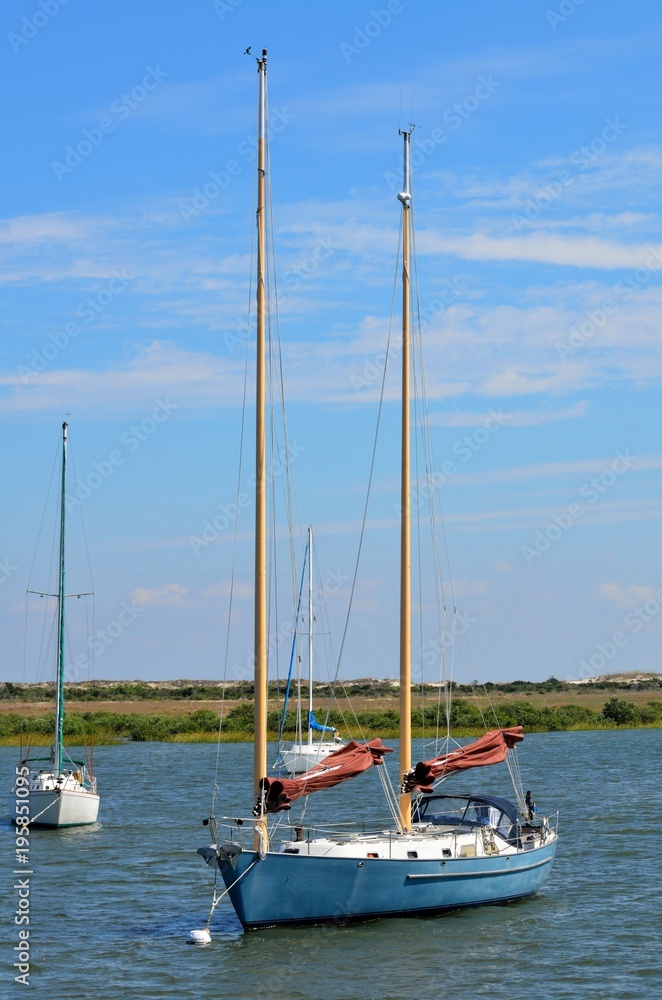 sailboat moored on the river at Florida, USA sailboat moored on the river at Florida, USA