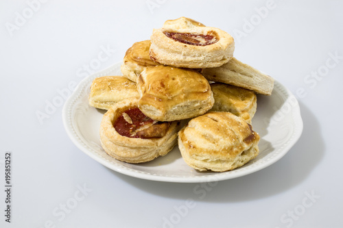 Small pizzas italian food in a white background