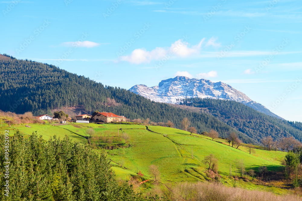 Fototapeta premium rural tourism at Basque Country fields, Spain