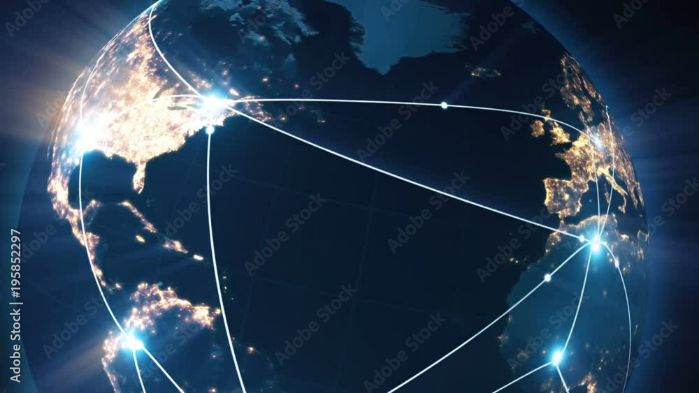 Global business concept of connections and information transfer in the world