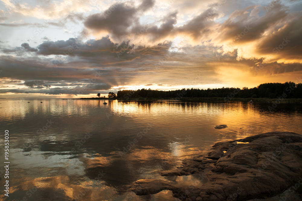 Fototapeta premium Rocky east coast at sea archipelago in Sweden